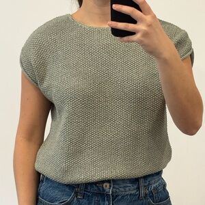 Green Knit Short Sleeve Top